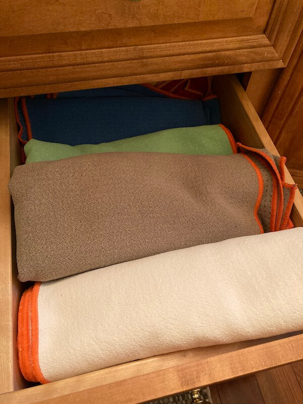 drawer of yogi toes yoga towels